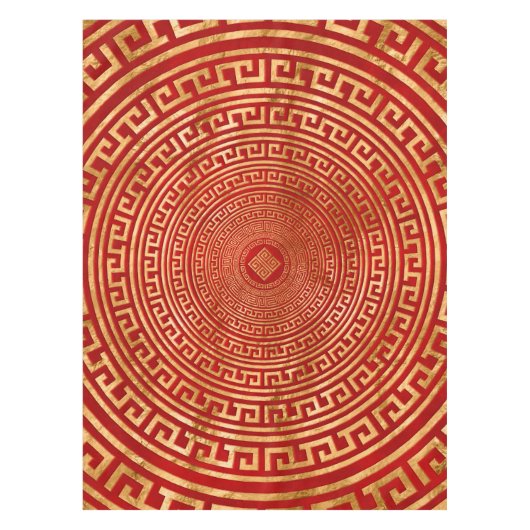 Ronde Griekse versiering — Goud op rood Tafelkleed (Voorkant)