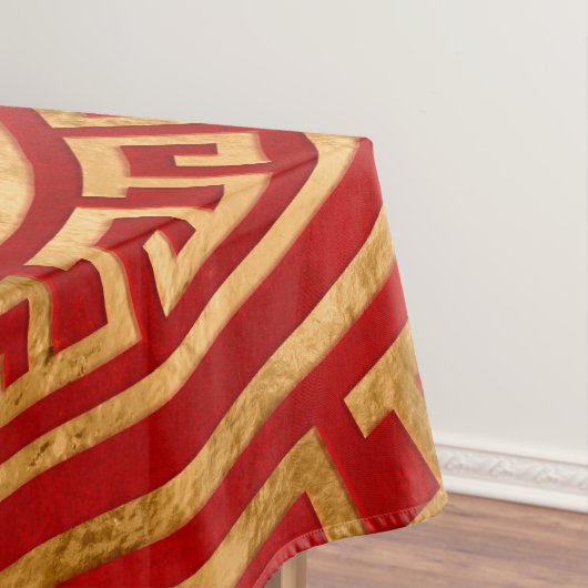 Ronde Griekse versiering — Goud op rood Tafelkleed (Voorbeeld)