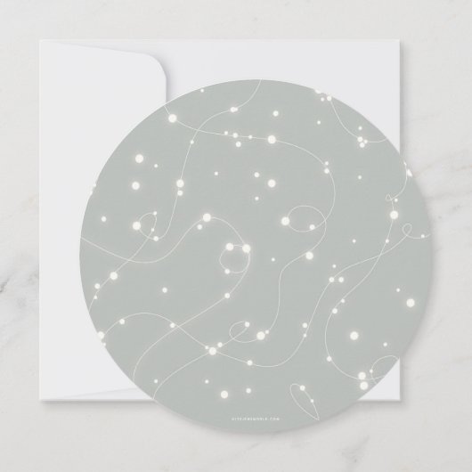 Ronde, grijs-groene mousserende kerstfeest kaart (Achterkant)