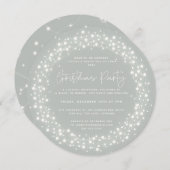 Ronde, grijs-groene mousserende kerstfeest kaart (Voorkant / Achterkant)