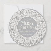 Ronde Grijs + Wit Keltisch Feestdagenkaart (Voorkant)