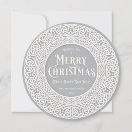  Ronde Grijs + Wit Keltisch Feestdagenkaart