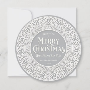 Ronde Grijs + Wit Keltisch Feestdagenkaart