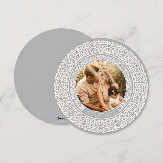 Ronde grijze + witte, Keltische feestdag fotokaart Feestdagenkaart (Voorkant / Achterkant)