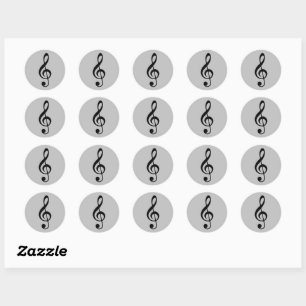 Ronde grijze/zilvermuziek sticker