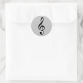 Ronde grijze/zilvermuziek sticker (Tas)