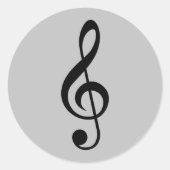 Ronde grijze/zilvermuziek sticker (Voorkant)