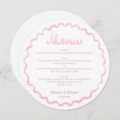 Ronde grillige Blush Pink Wavy Lijst Wedding Menu (Voorkant / Achterkant)