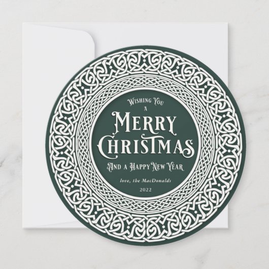  Ronde Groen + Wit Keltisch Feestdagenkaart (Voorkant)