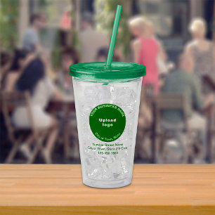 Ronde groene bedrijfs branding op acryl tumbler drinkbeker