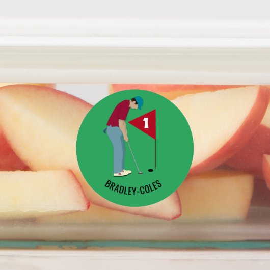 Ronde groene Golfer snijbal Labels (Aangebracht)