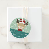 Ronde Groene Kerst Rendieren Bedankjes Labels (In situ)