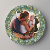 Ronde groene kerst-sneeuwvlokken foto feestdagenkaart