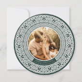 Ronde groene + wit geweven Keltische kerstkaart (Voorkant)