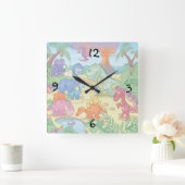 Ronde (grote) wandklok/Cartoon-dinosaurussen Vierkante Klok (Huis)