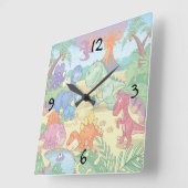 Ronde (grote) wandklok/Cartoon-dinosaurussen Vierkante Klok (Hoek)