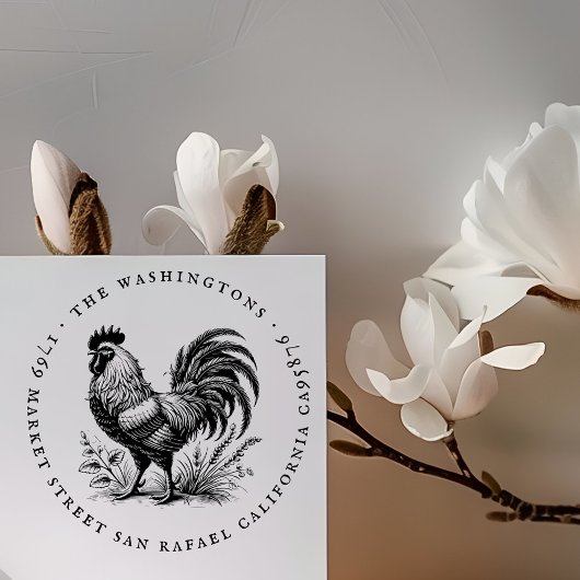 Ronde  Haan Familienaam Retouradres Rubberstempel