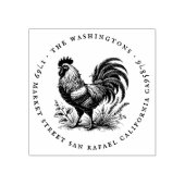 Ronde  Haan Familienaam Retouradres Rubberstempel (Afrduk)