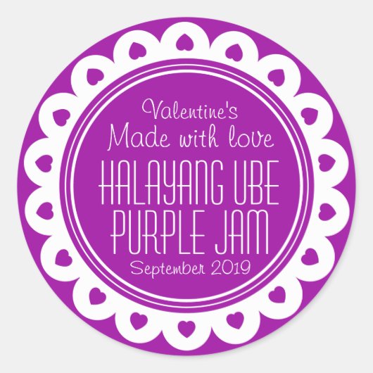 Ronde halayang bube of paarse jam potje voedsellab sticker (Voorkant)