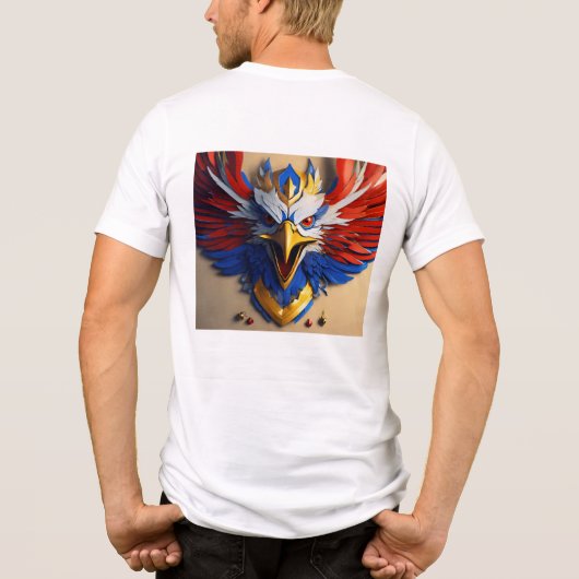 Ronde hals, adelaar rug bedrukt T-shirt (Achterkant)
