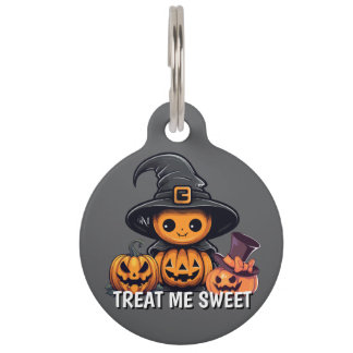 Ronde halsbandlabel : HALLOWEEN traktatie Huisdierpenning