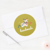 Ronde handgemaakte productetiket sticker koe (Envelop)