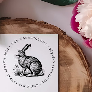 Ronde  Hare Familienaam Retouradres Rubberstempel