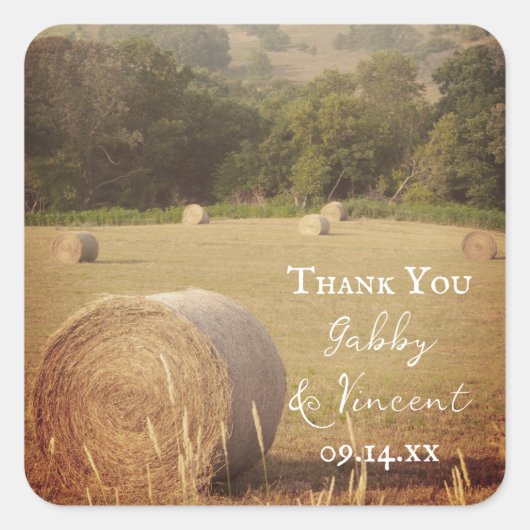 Ronde Hay Bales Boerderij Weddenschap Dank je wel  Vierkante Sticker (Voorkant)