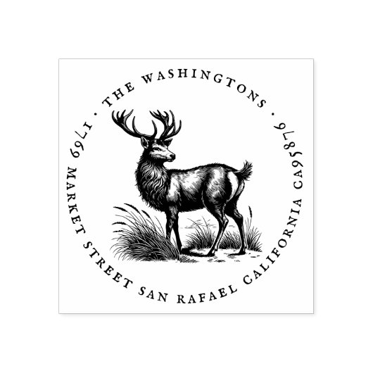 Ronde  Herten Familienaam Retour Adres Rubberstempel (Afrduk)