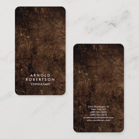 Ronde hoek bruine textuur elegant modern visitekaartje (Voorkant / Achterkant)