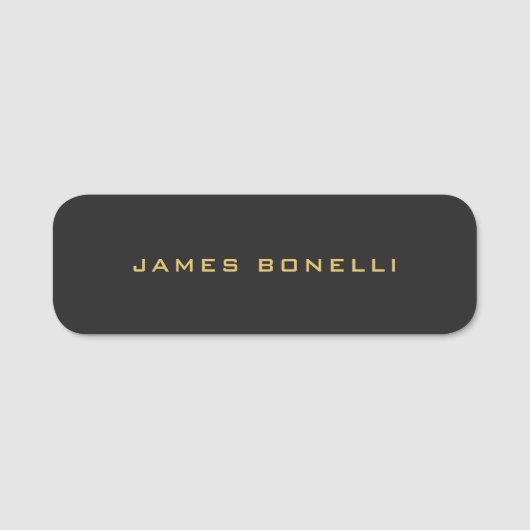 Ronde Hoek Grijs Goud Kleur Professioneel Naamplaatje (Voorkant)