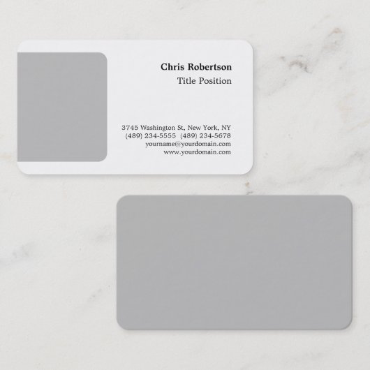 Ronde Hoek Grijs Wit Charmant Minimalist Custom Visitekaartje (Voorkant / Achterkant)