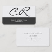 Ronde hoek grijs wit Visitekaartje monogram grijs (Voorkant / Achterkant)