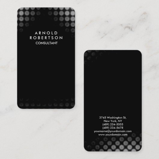 Ronde hoek grijs zwart elegant patroon visitekaartje (Voorkant / Achterkant)