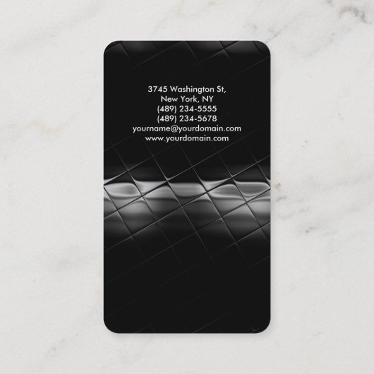 Ronde hoek grijs zwart elegant patroon visitekaartje (Achterkant)