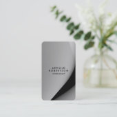 Ronde hoek grijs zwart elegant uniek visitekaartje (Staand voorkant)