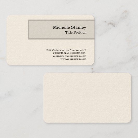 Ronde hoek handtekening van Cream Modern minimalis Visitekaartje (Voorkant / Achterkant)