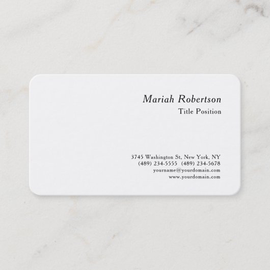 Ronde hoek minimalistisch charmatief, modern wit visitekaartje (Voorkant)