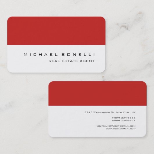 Ronde hoek Rood Wit makelaar Visitekaartje (Voorkant / Achterkant)