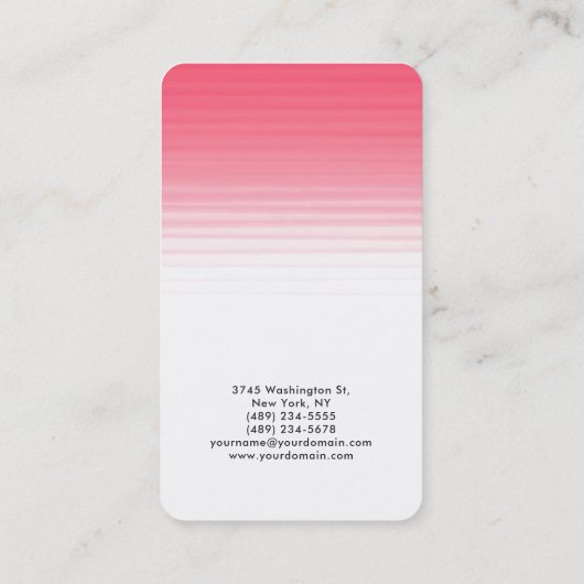 Ronde hoek roze witte legant eminine visitekaartje (Achterkant)