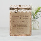 Ronde hoeken Burlap Print Wedding-uitnodigingen Kaart (Staand voorkant)