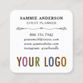 Ronde hoeken met Logo & Photo Modern Vierkante Visitekaartje (Voorkant)