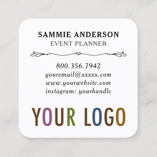 Ronde hoeken met Logo & Photo Modern Vierkante Visitekaartje (Voorkant)