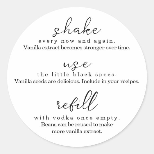 Ronde Homemade Vanilla Extract Instructies Ronde Sticker (Voorkant)