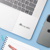Ronde hondenpenning sticker (Laptop met iPhone)