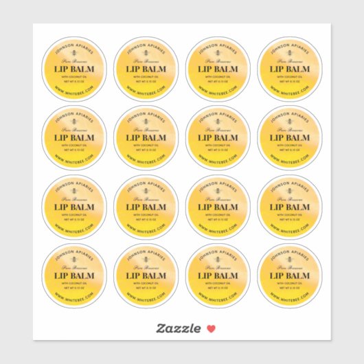 Ronde honingbijenlip-bijenwas-balselabels sticker (Vel)