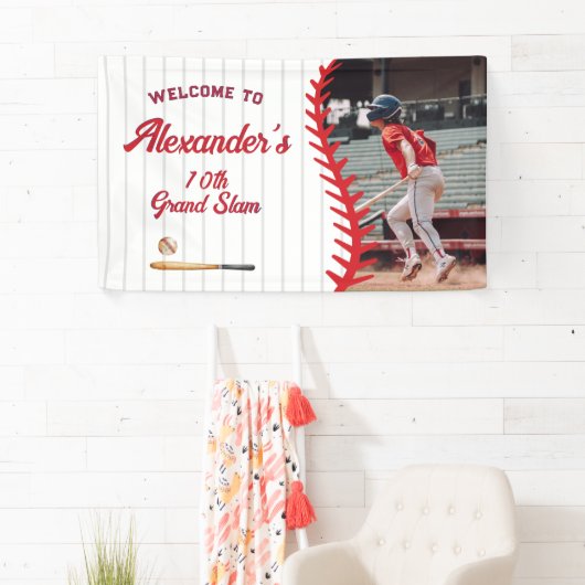 Ronde honkbal spel thema Kind tiener verjaardagsfe Spandoek (Insitu)