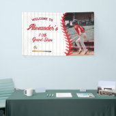 Ronde honkbal spel thema Kind tiener verjaardagsfe Spandoek (Beurs)