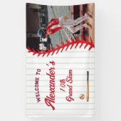 Ronde honkbal spel thema Kind tiener verjaardagsfe Spandoek (Verticaal)