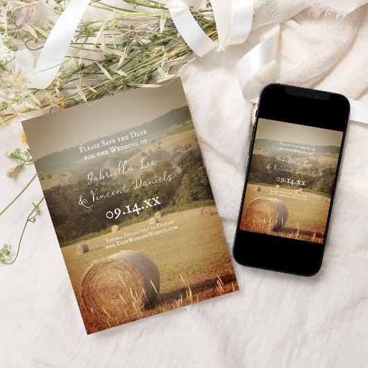 Ronde Hooibalen Boerderij Bruiloft Save the Date